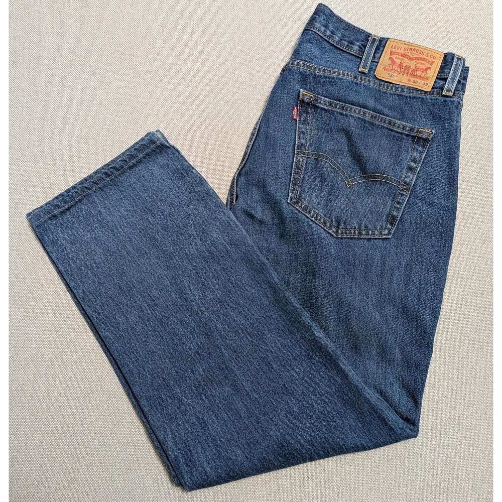 Levi's 550 Men's 38x32 Jeans Dark Blue Relaxed Straight Leg Denim Baggy